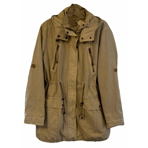 G.H. Bass & Co. Jackets & Blazers - G.H. Bass & Co. Utility Jacket Raincoat Women Large Removable Hood Tan USA